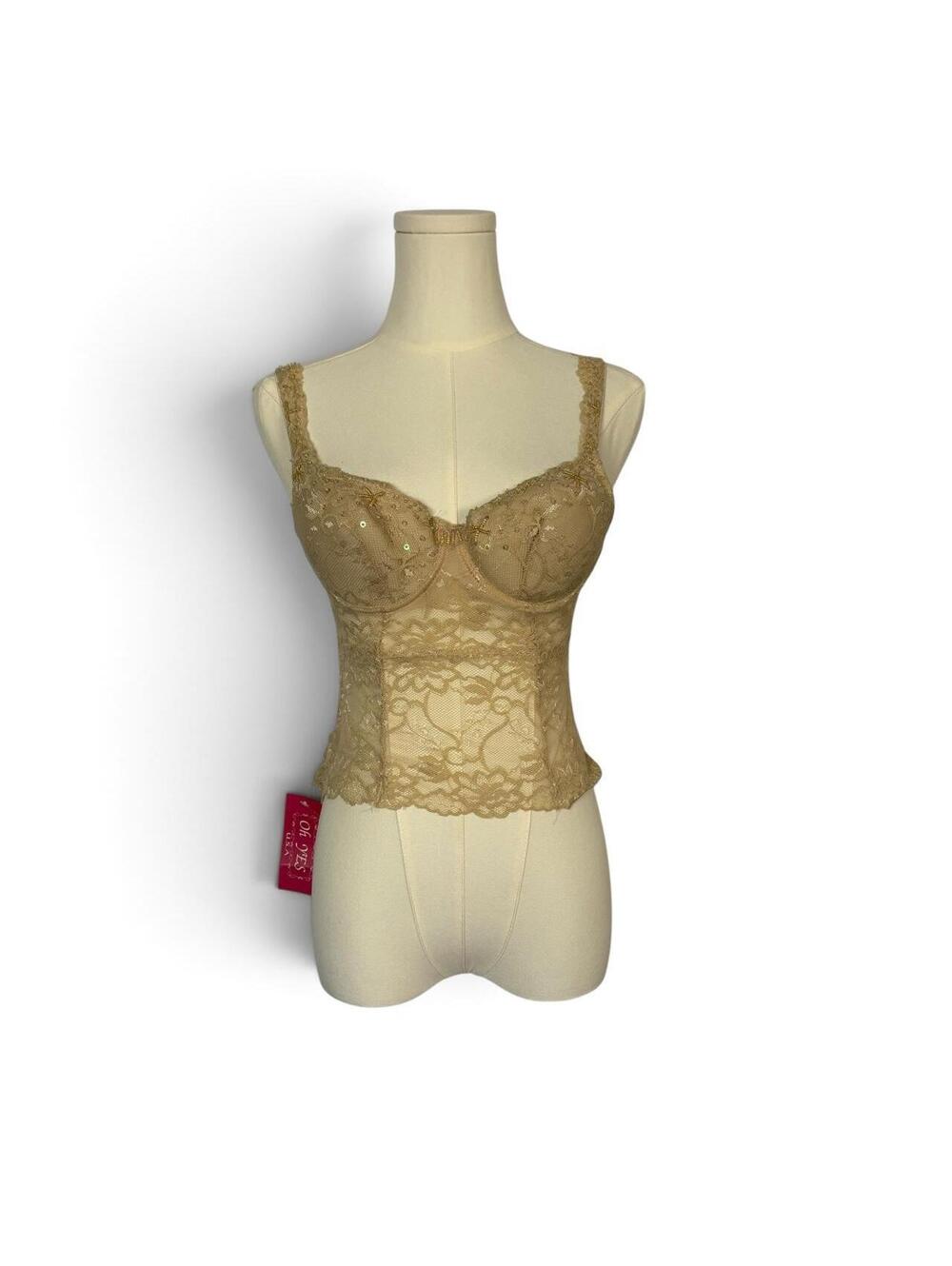 Y2K Cream Lace Cami Top with Floral Embroidery